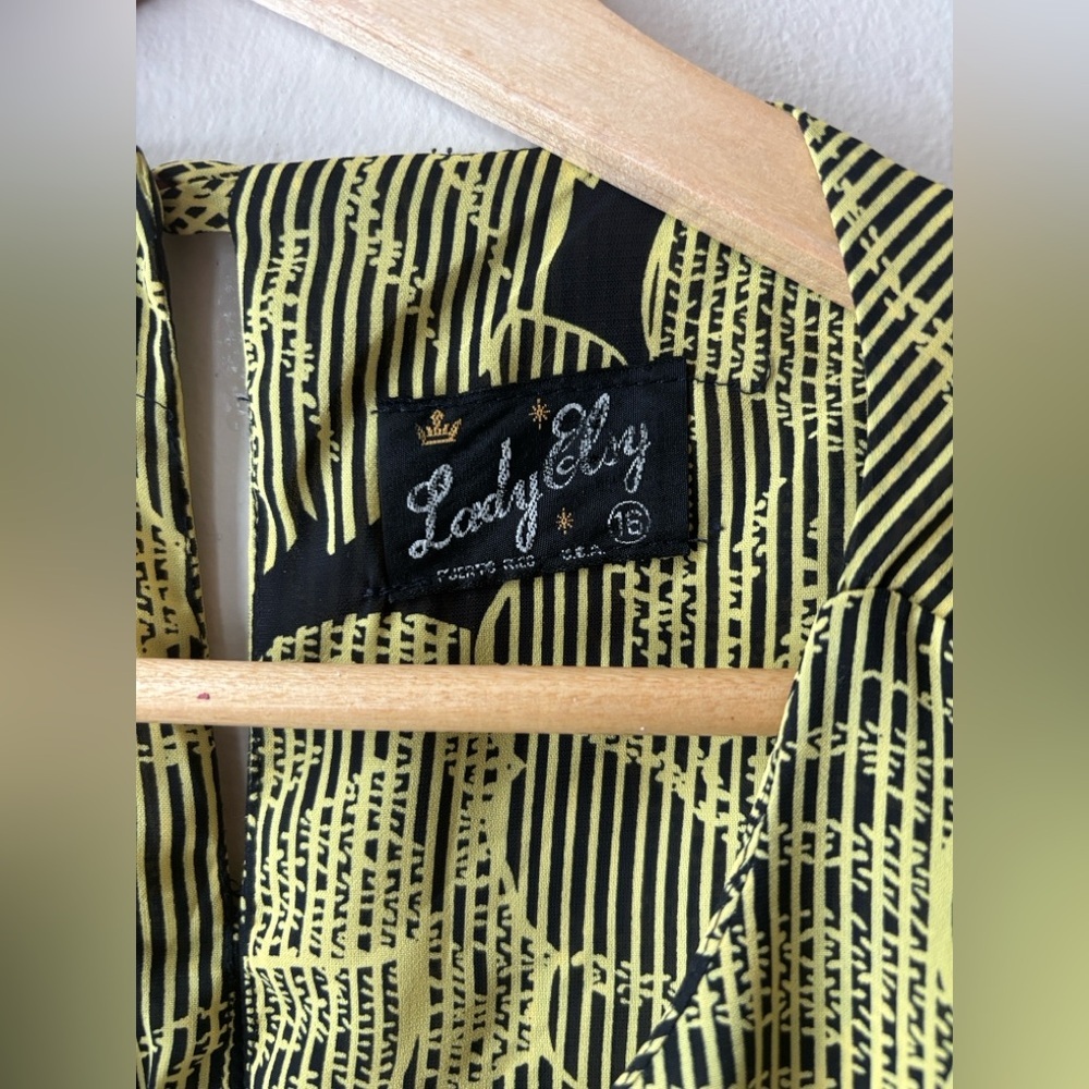 Vintage Lady Elsy Black and Yellow Patterned Dress size 16 - Picture 8 of 8
